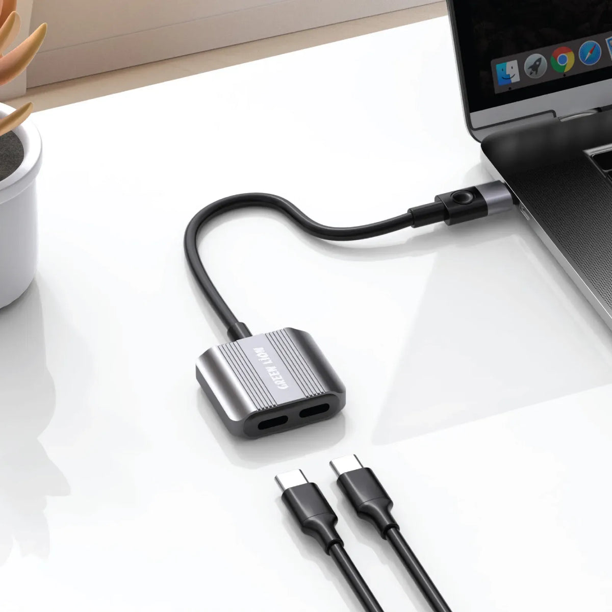 Green Lion 2 in 1 Splitter Adapter Type C to Dual Type C Gray – image 3