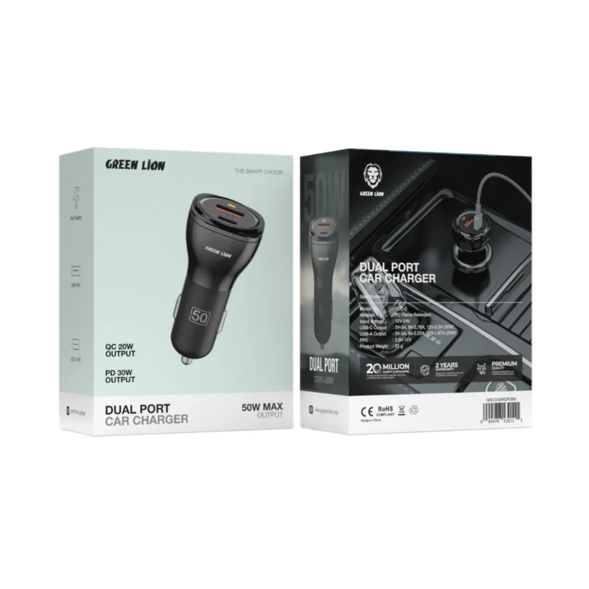 Green Lion Dual Port Car Charger 50 W(PD 30 W+QC 20 W) - Black – image 3
