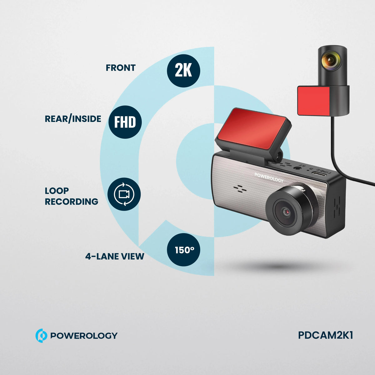 Powerology Dual Recording Dash Camera Black – image 15