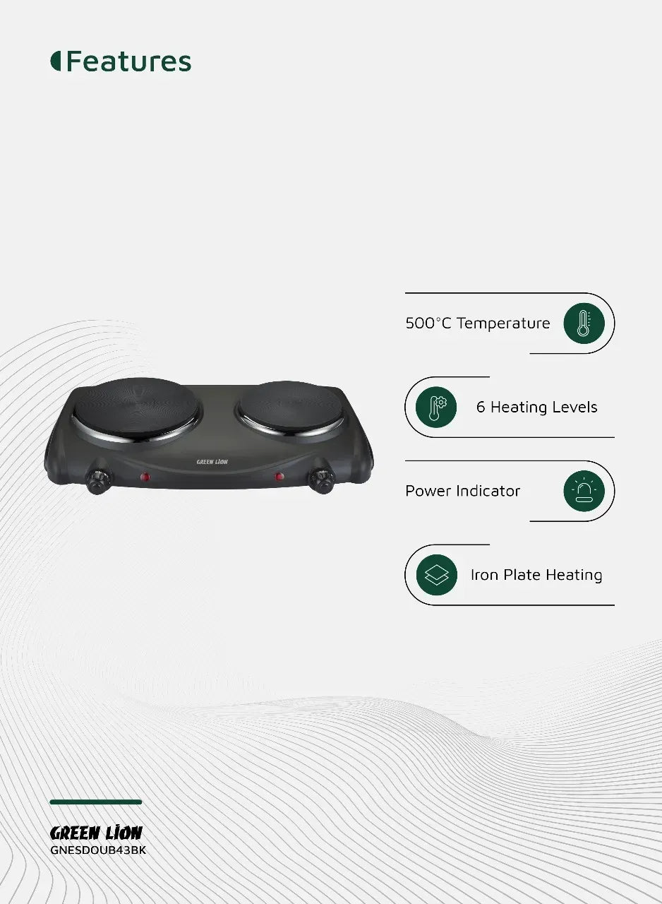 Green Lion Electric Stove Double Hot Plate Black – image 7