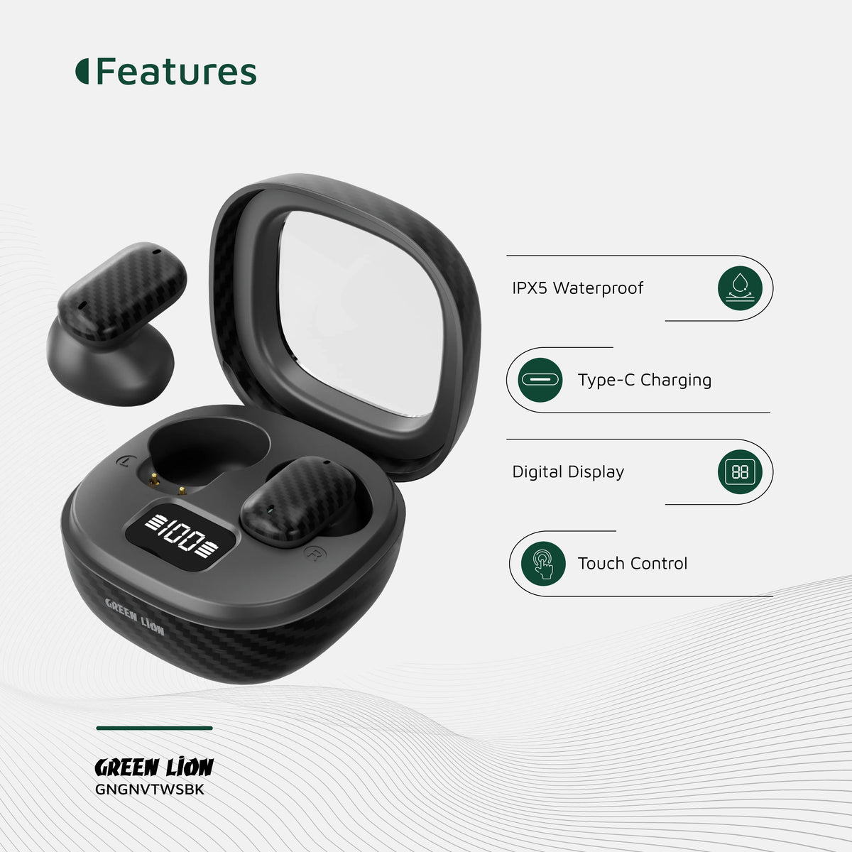 Green Lion Geneva True Wireless Earbuds Black – image 8