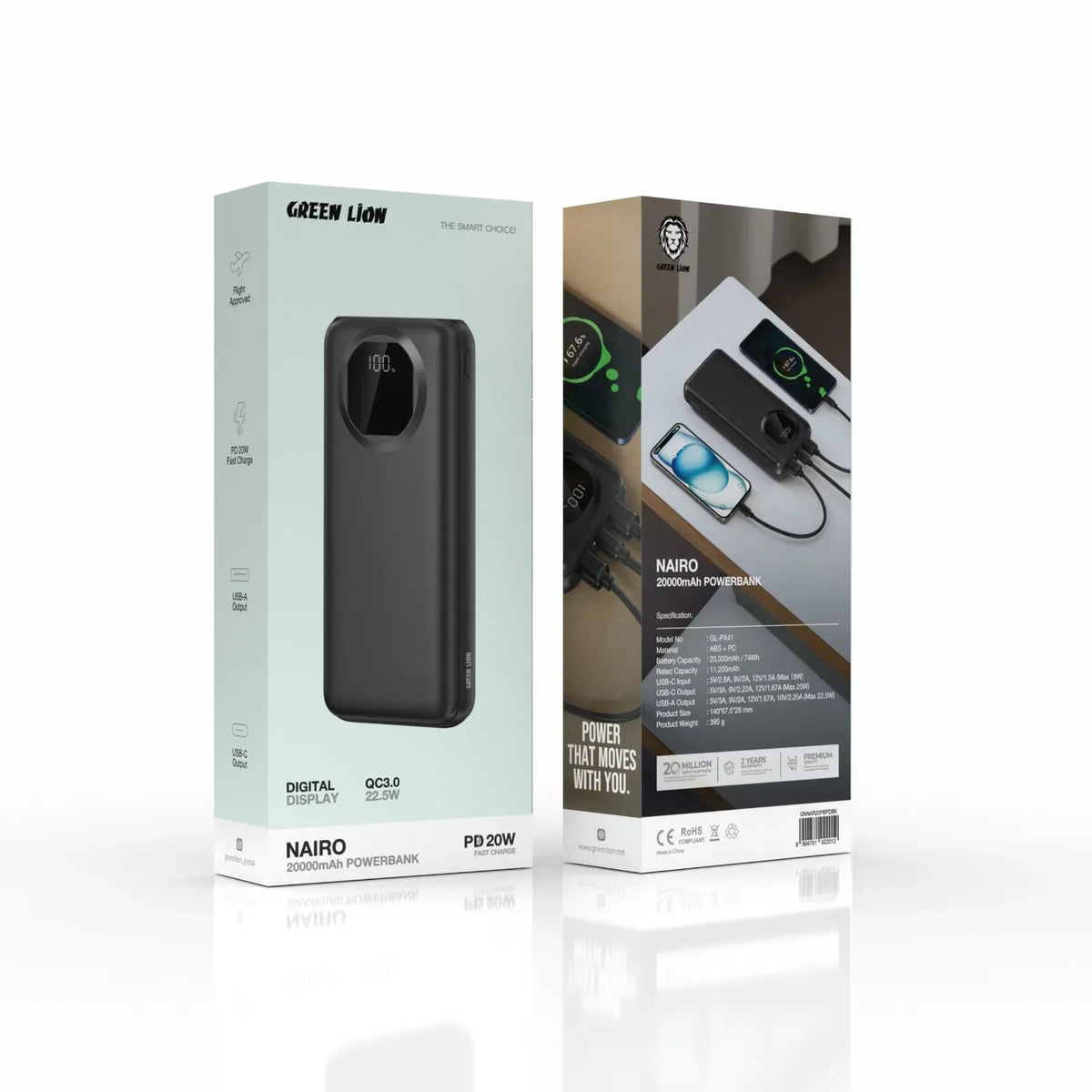 Green Lion Nairo 20000mAh Power Bank PD 20w Black – image 4