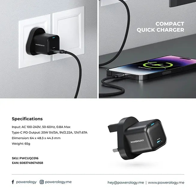 Powerology Ultra Compact Gan Charger Black – image 2