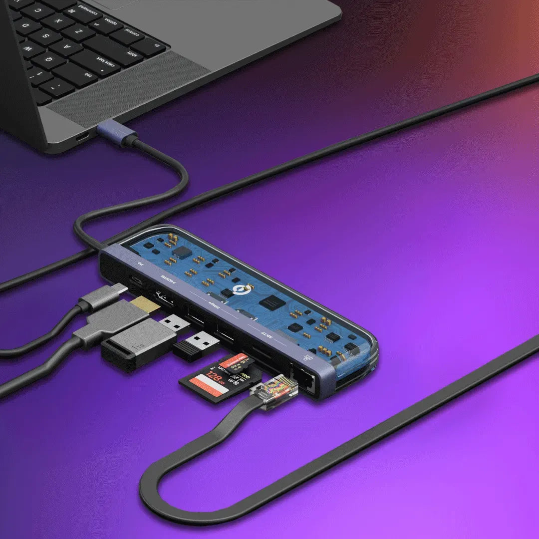 Powerology 7 in 1 USB-C Multi Hub Crystalline Series - Transpare nt – image 10