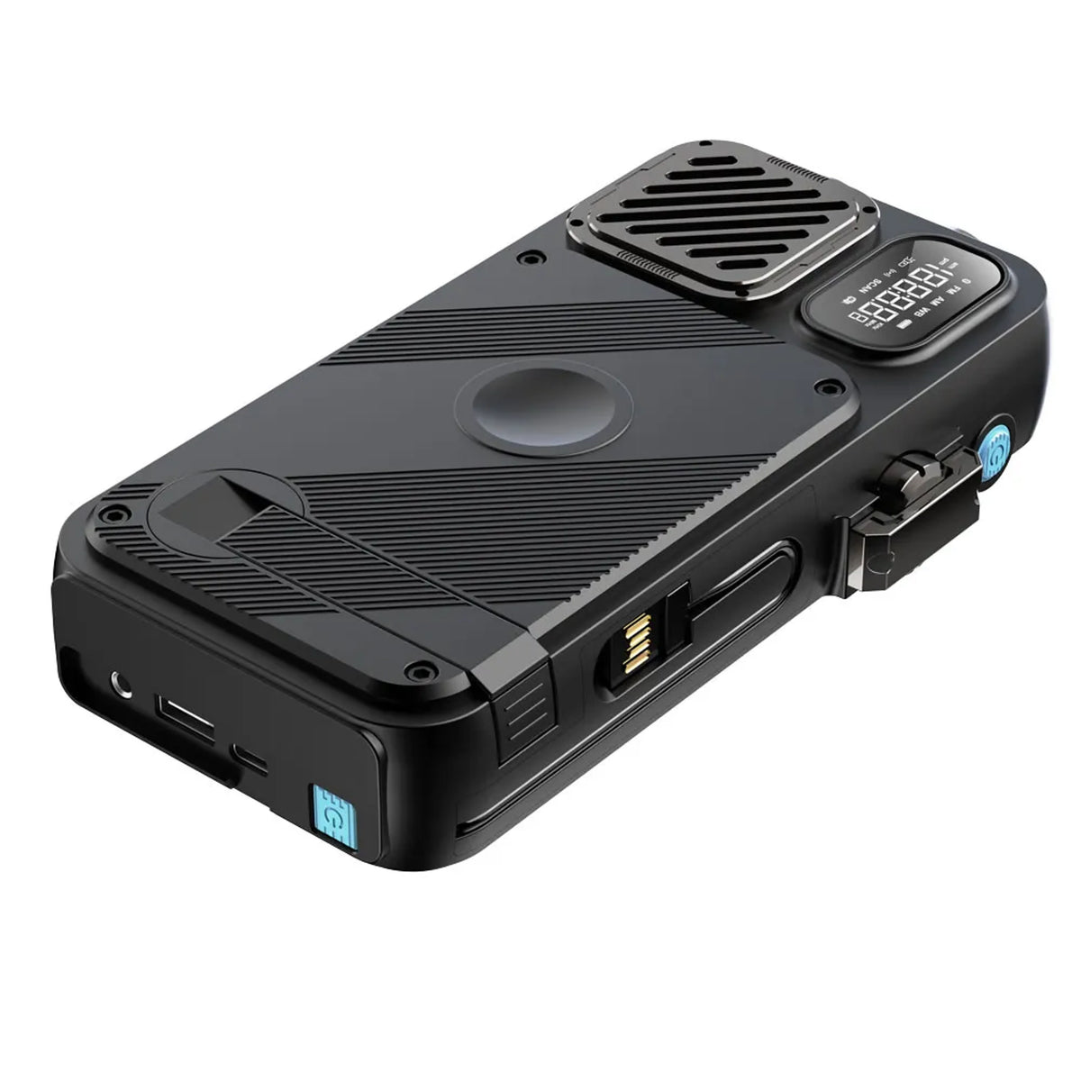 Powerology 16000mAh Solar Power Bank with Fm Radio Speaker and Lights Black – image 1