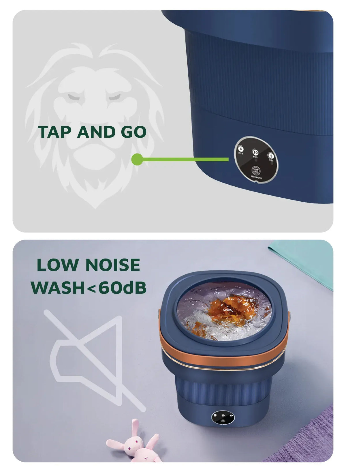 Green Lion Foldable Mini Washing Machine 9l 60w Blue – image 8