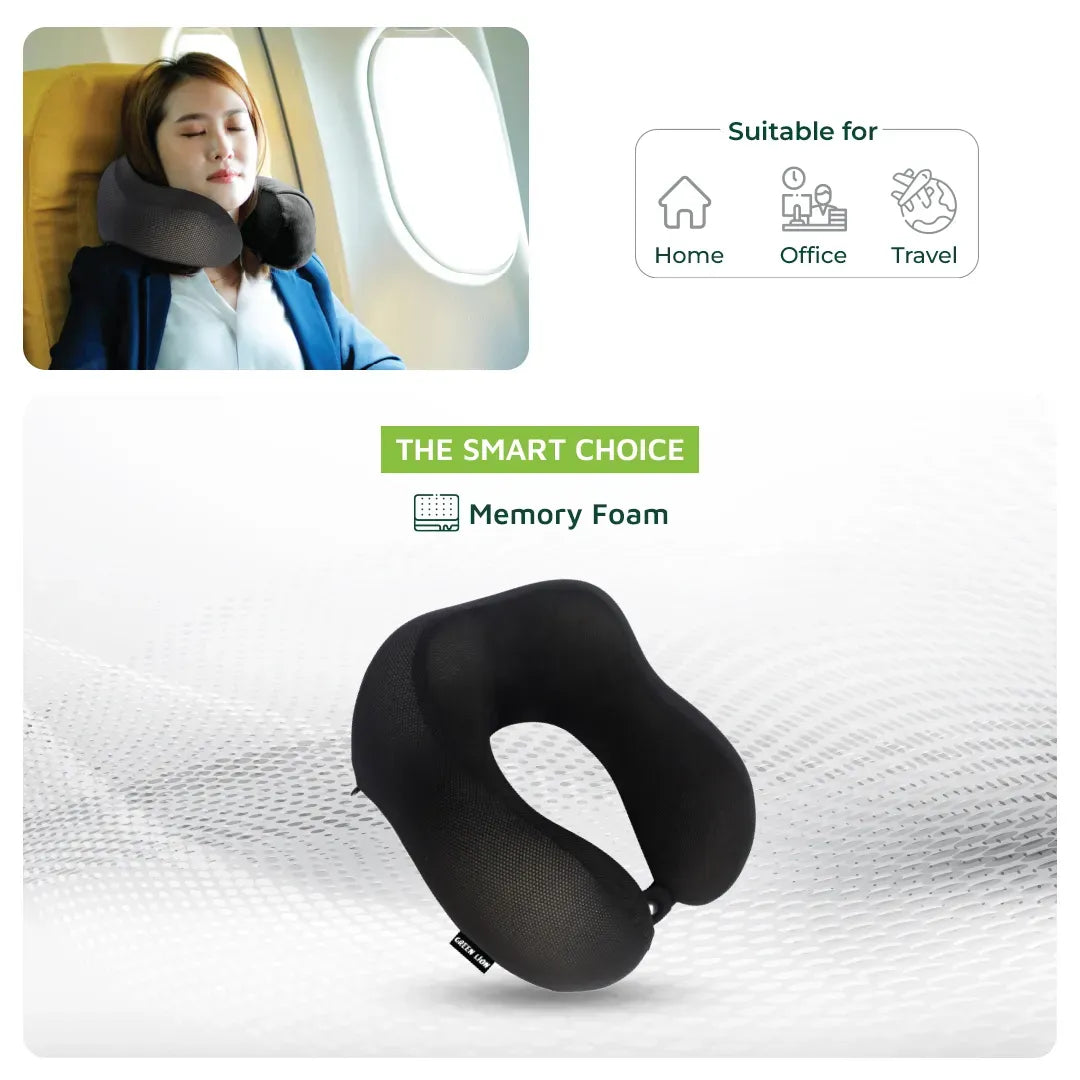 Green Lion Memory Foam Neck Pillow Black – image 9