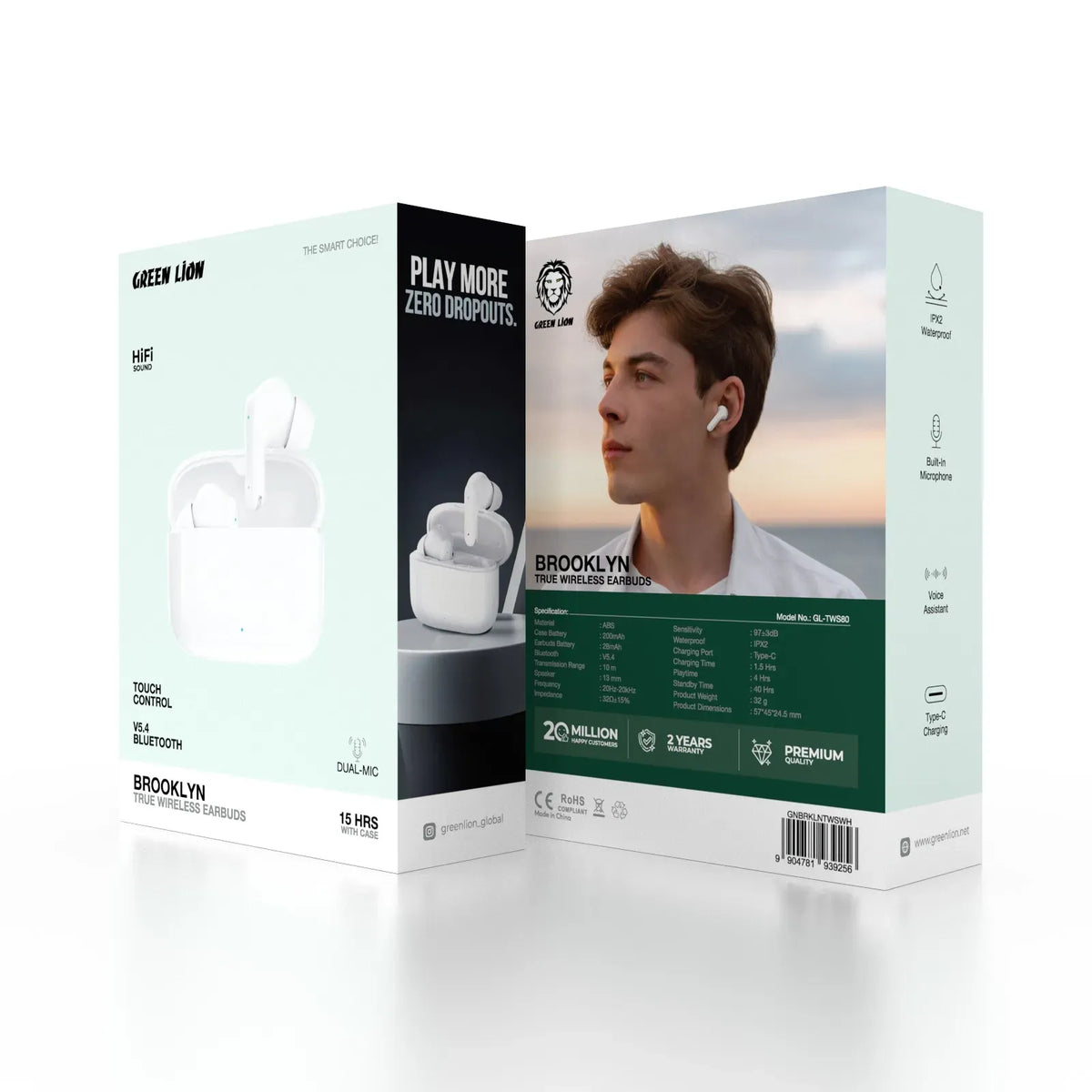 Green Lion Brooklyn True Wireless Earbuds - White – image 3