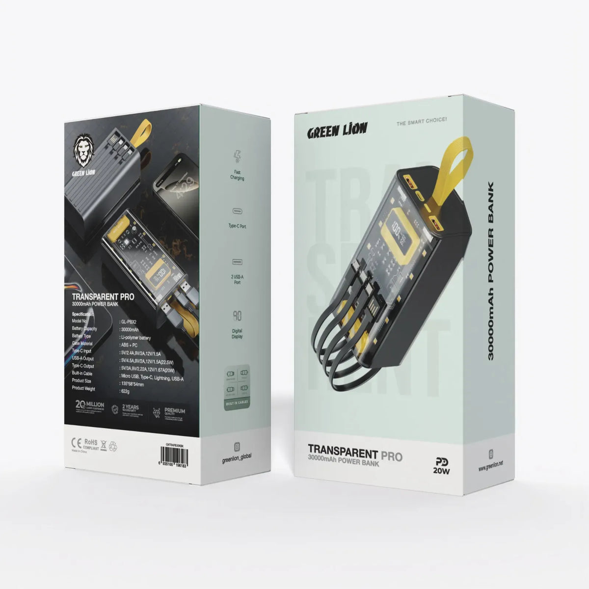Green Lion Transparent Pro 30000mAh Power Bank Black Yellow – image 4