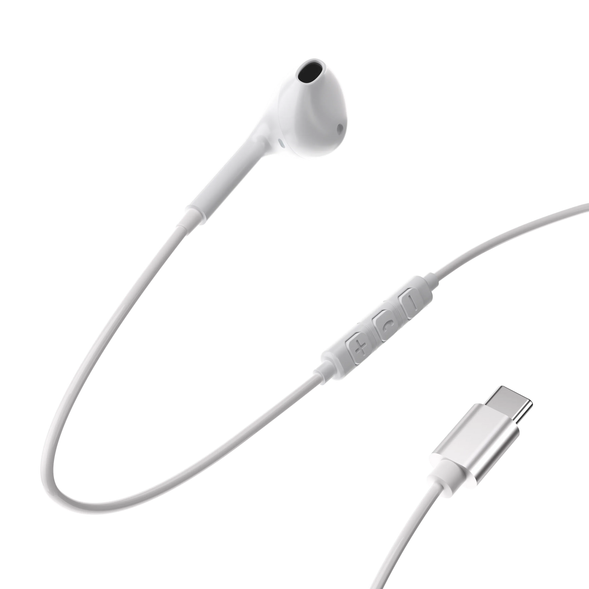 Powerology Type-CConnector Mono Earphone (1.2 m/4 ft) - White