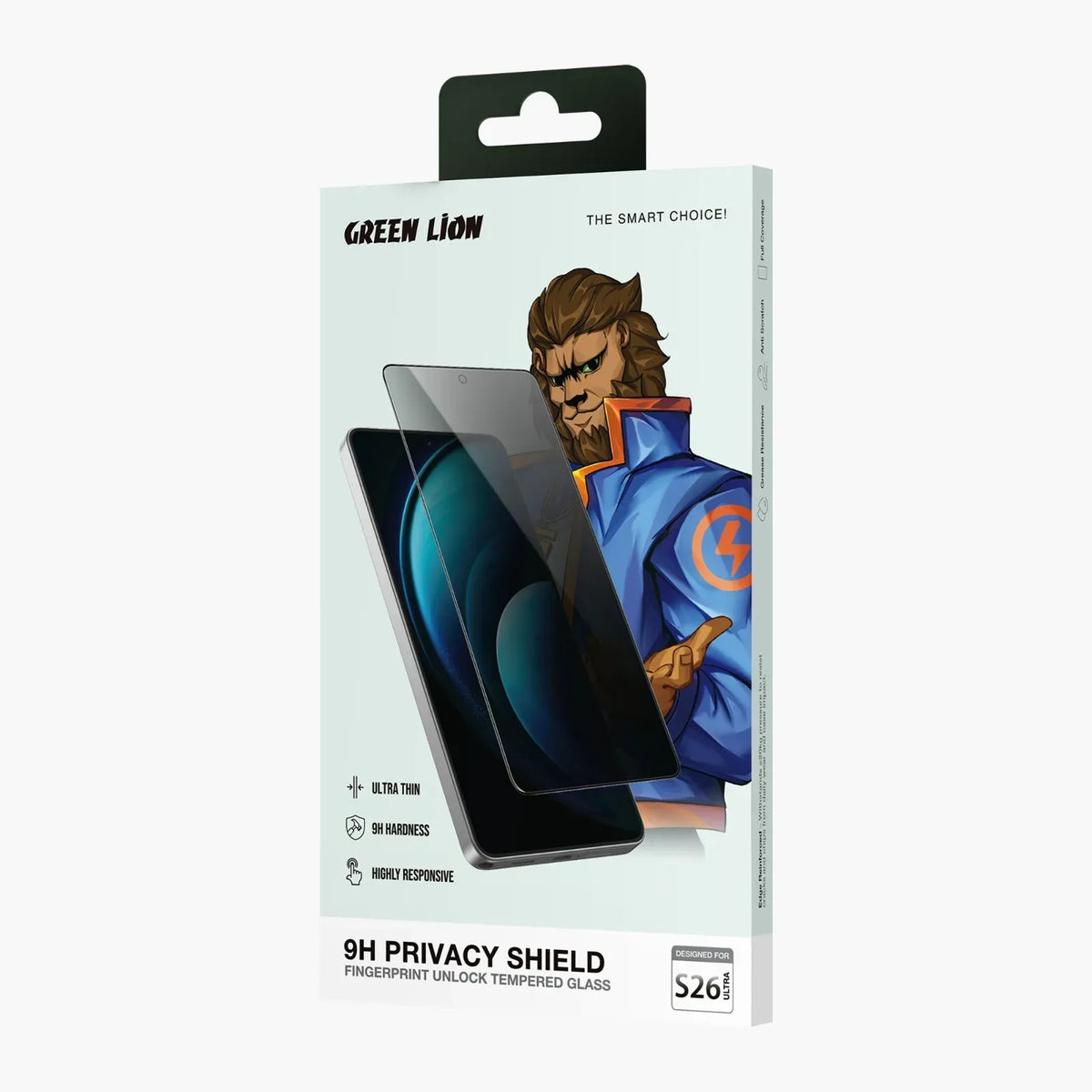 Green Lion 9h Privacy Shield Fingerprint Unlock Tempered Glass for S26 Ultra Privacy – image 2
