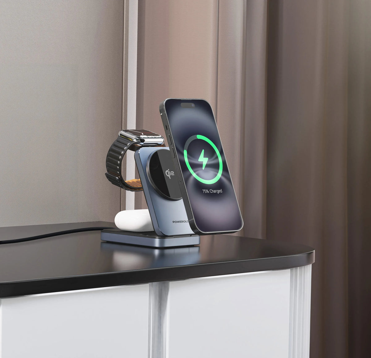 Powerology Qi2 Fast Charging Multi Device Hub Black – image 3