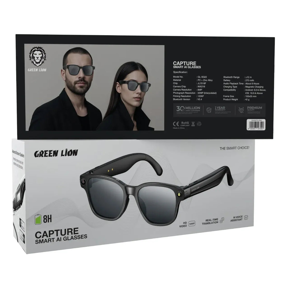 Green Lion Capture Smart Ai Glasses Black – image 12