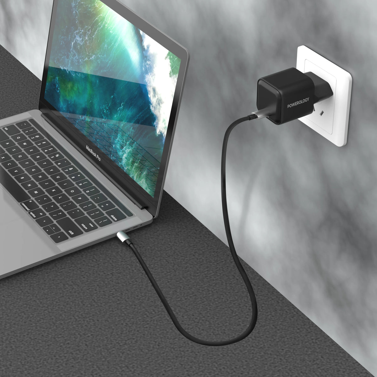 Powerology 35w Single Port Type C Gan Charger with Eu Plug Black – image 8