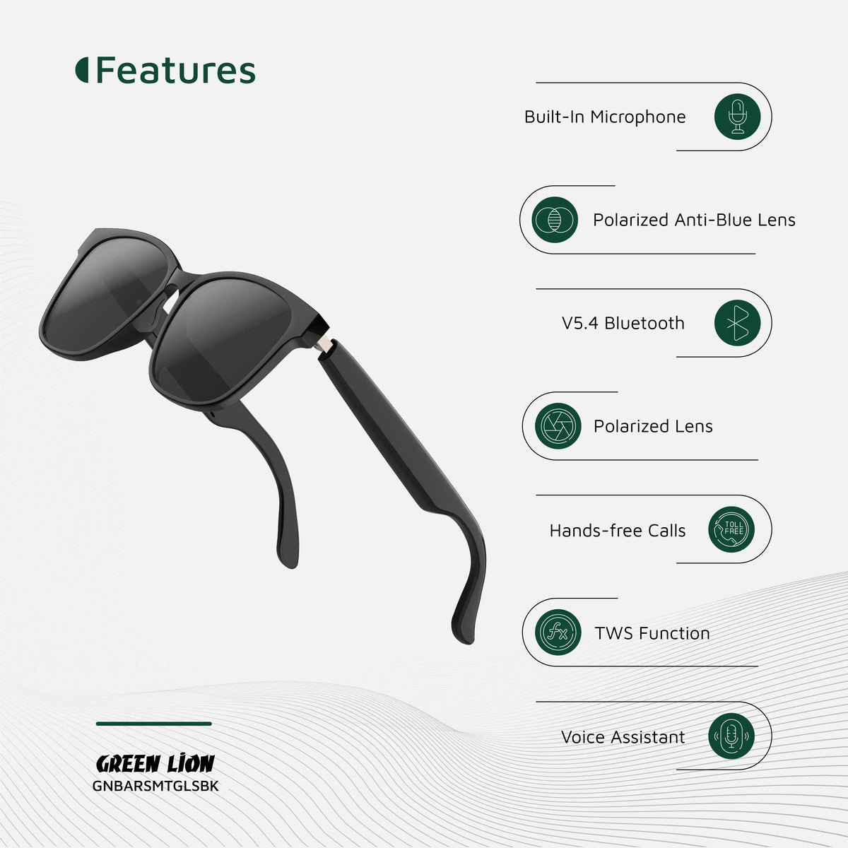 Green Lion Barcelona Smart Glasses Black – image 12