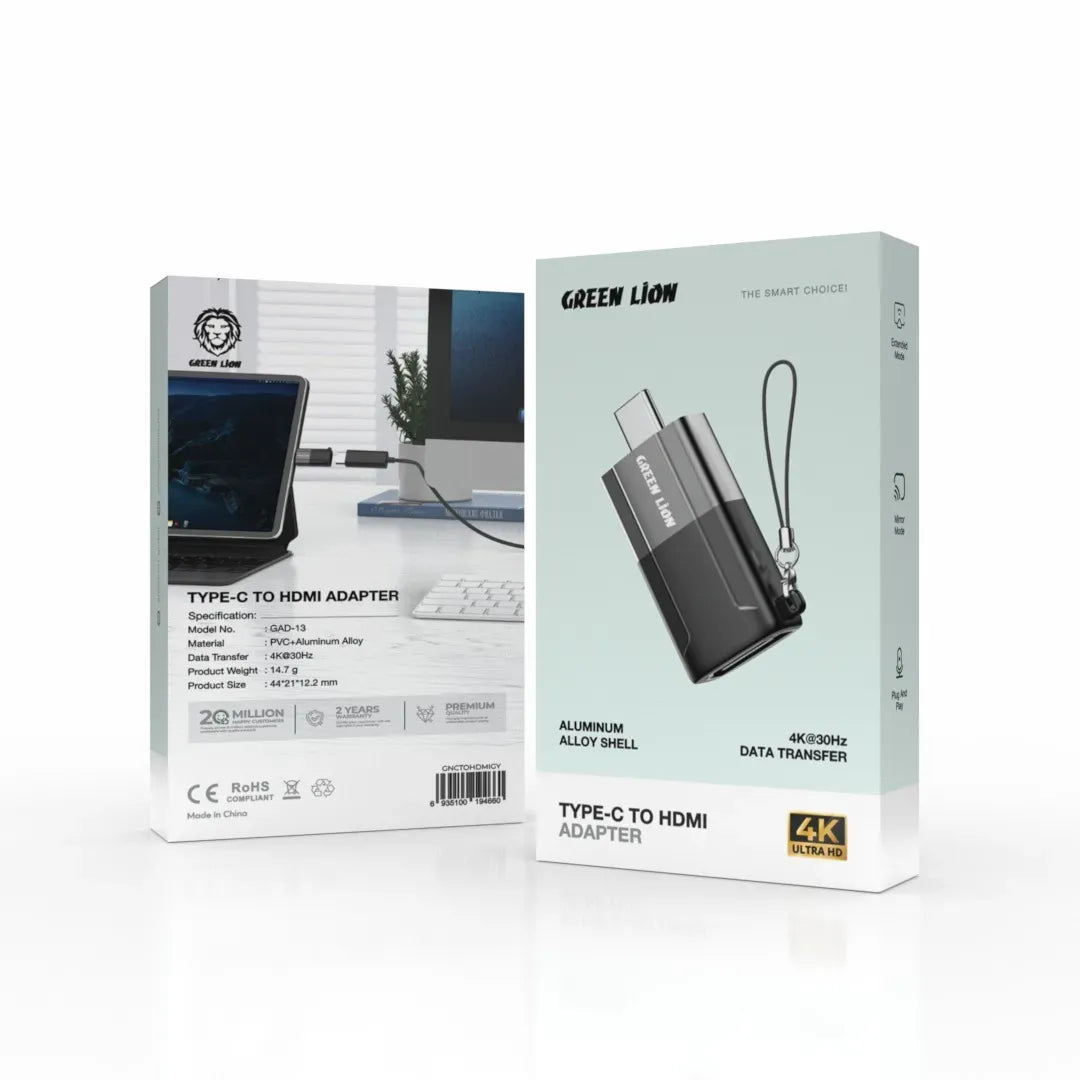 Green Lion Aluminum Alloy Shell Type C to Hdmi Adapter Black – image 3
