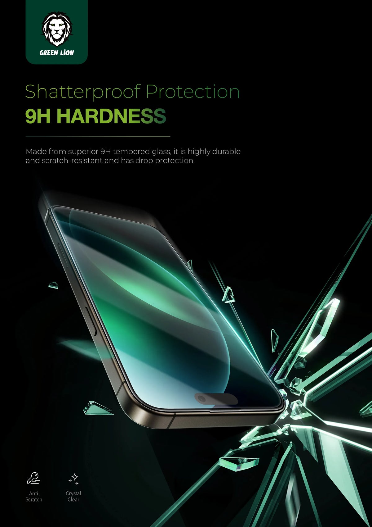 Green Lion 9 HSteve HD Screen Protector - Black Edge/Clear – image 2