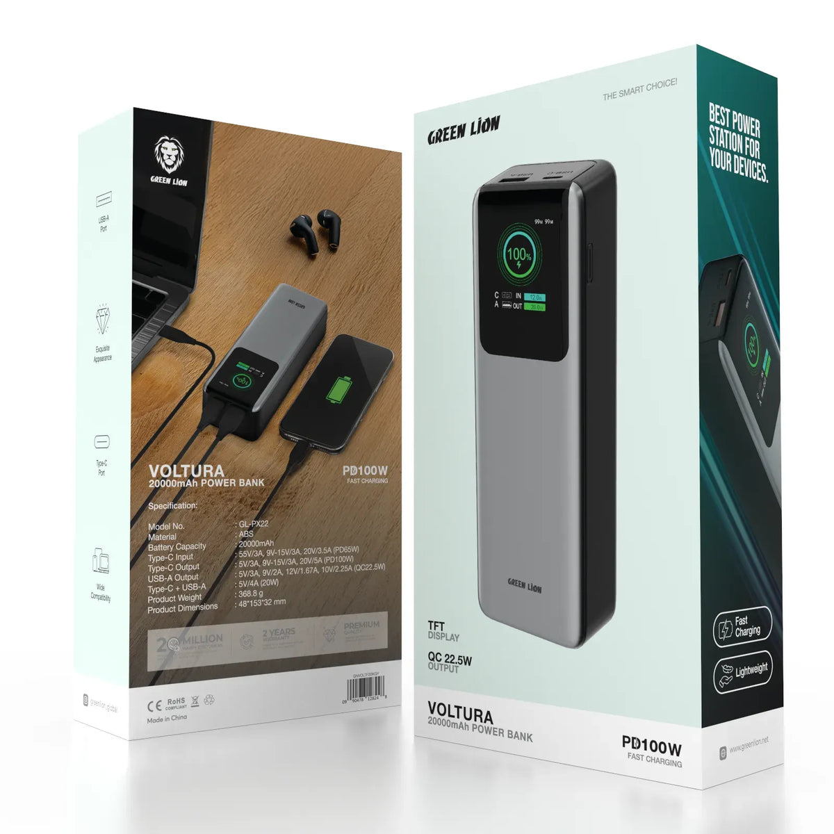 Green Lion Voltura 20000mAh Power Bank Pd100w Grey – image 12