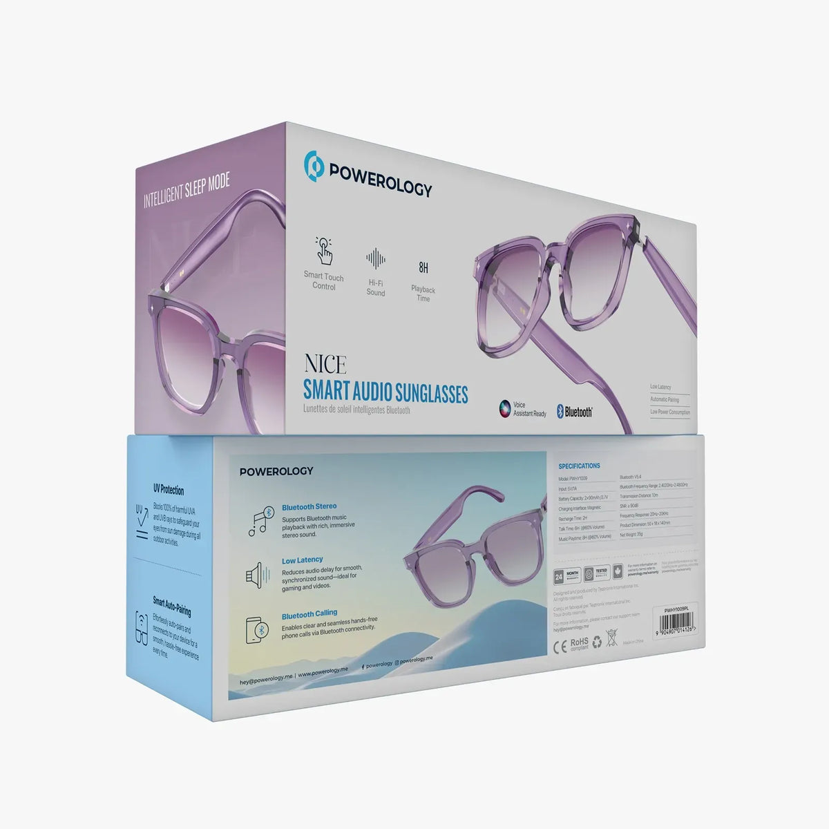 Powerology Nice Smart Audio Sunglasses Purple – image 2