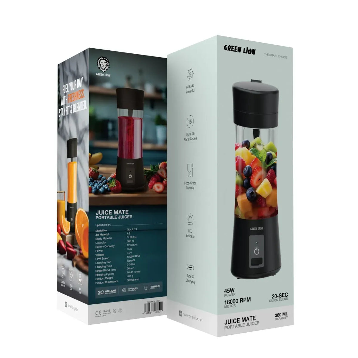 Green Lion Juice Mate Portable Juicer 380 ml - Black – image 2