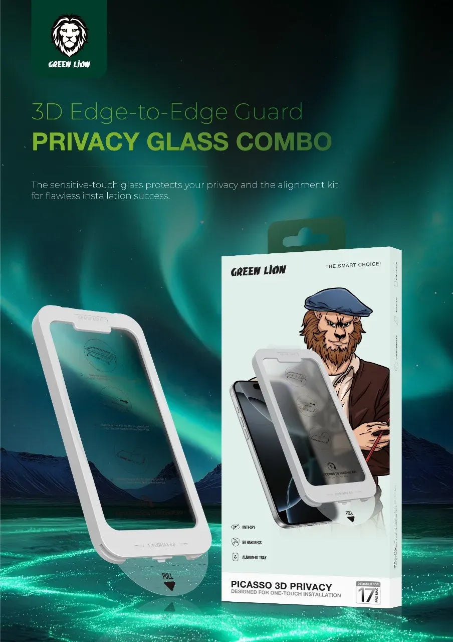 Green Lion Picasso 3 DGlass With Alignment Tray - Black Edge/Privacy – image 4