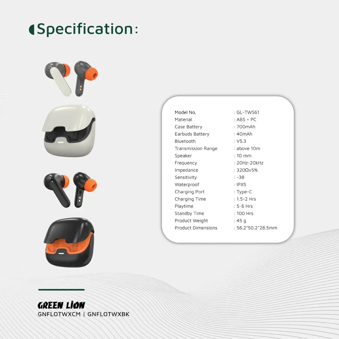 Green Lion Florence TWS True Wireless Earbuds - Black – image 6