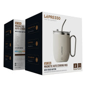 LePresso Sip Spin Magnetic Auto Stirring Mug with Touch Button - White