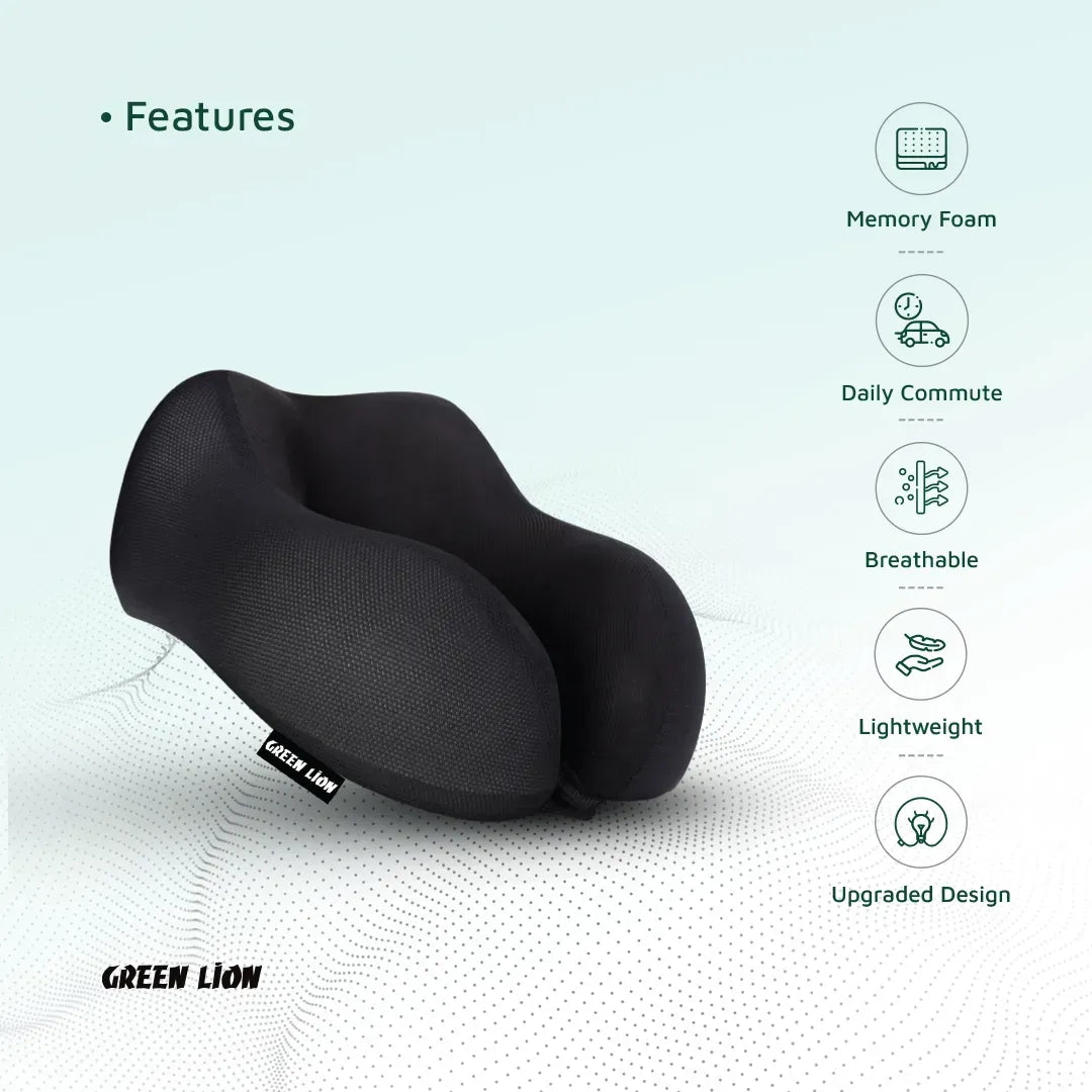 Green Lion Memory Foam Neck Pillow Black – image 7
