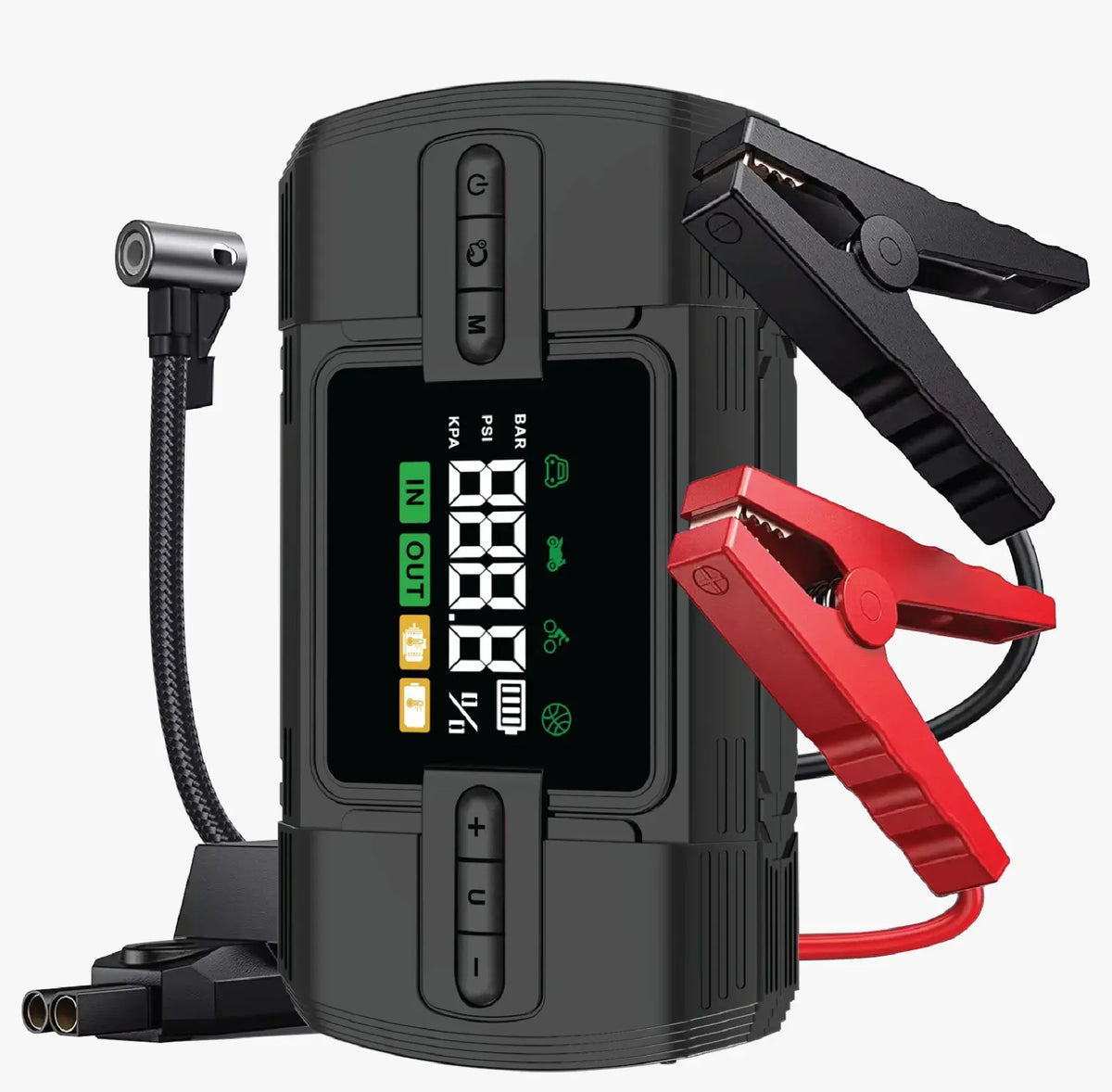 Green Lion 12 VJump Starter 12000 m Ah Power Bank|Flash Light|Air Compressor - Black – image 3