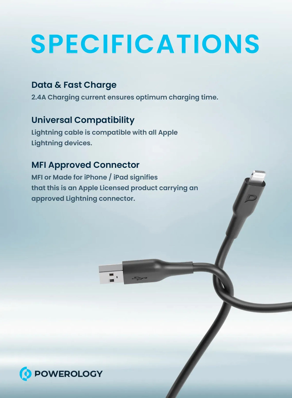 Powerology TPEUSB-A To Lightning Data Sync And Charge 1.2 m - Black – image 9