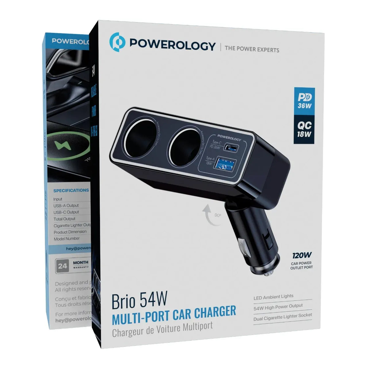 Powerology Brio 54w Multi Port Car Charger Black – image 4