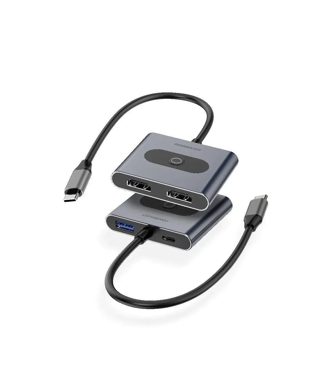 Powerology 4 in 1 USB C Multi Function Hub Gray – image 2