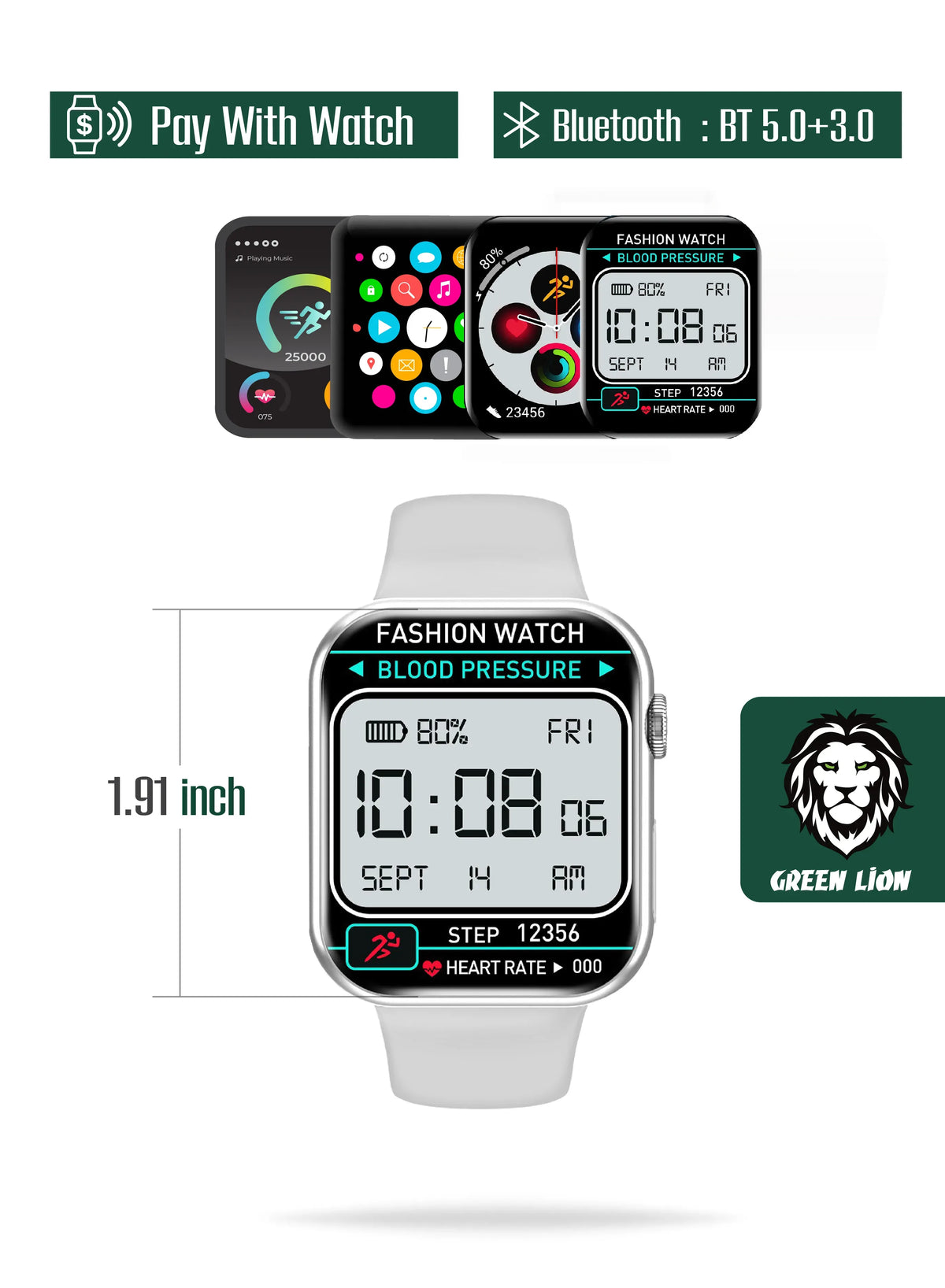 Green Lion Active Pro Smart Watch - Silver – image 4
