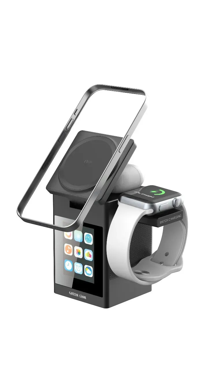 Green Lion Smart Station Pro LCD Display Wireless Charger with Speaker Black – image 2