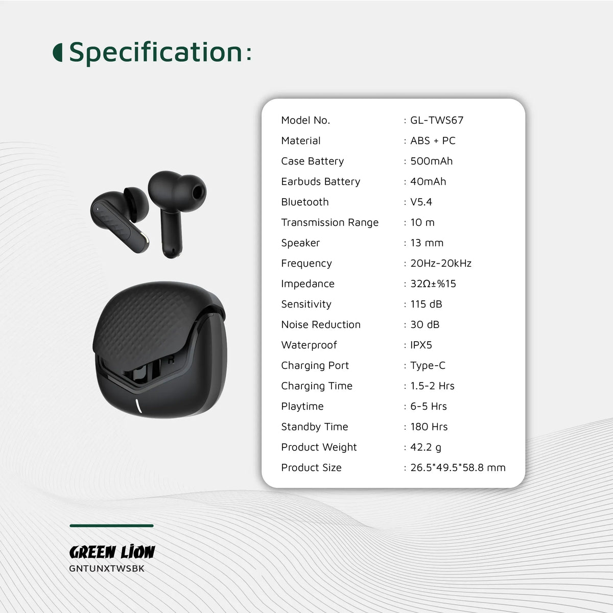 Green Lion Tune XTrue Wireless Earbuds - Black – image 15