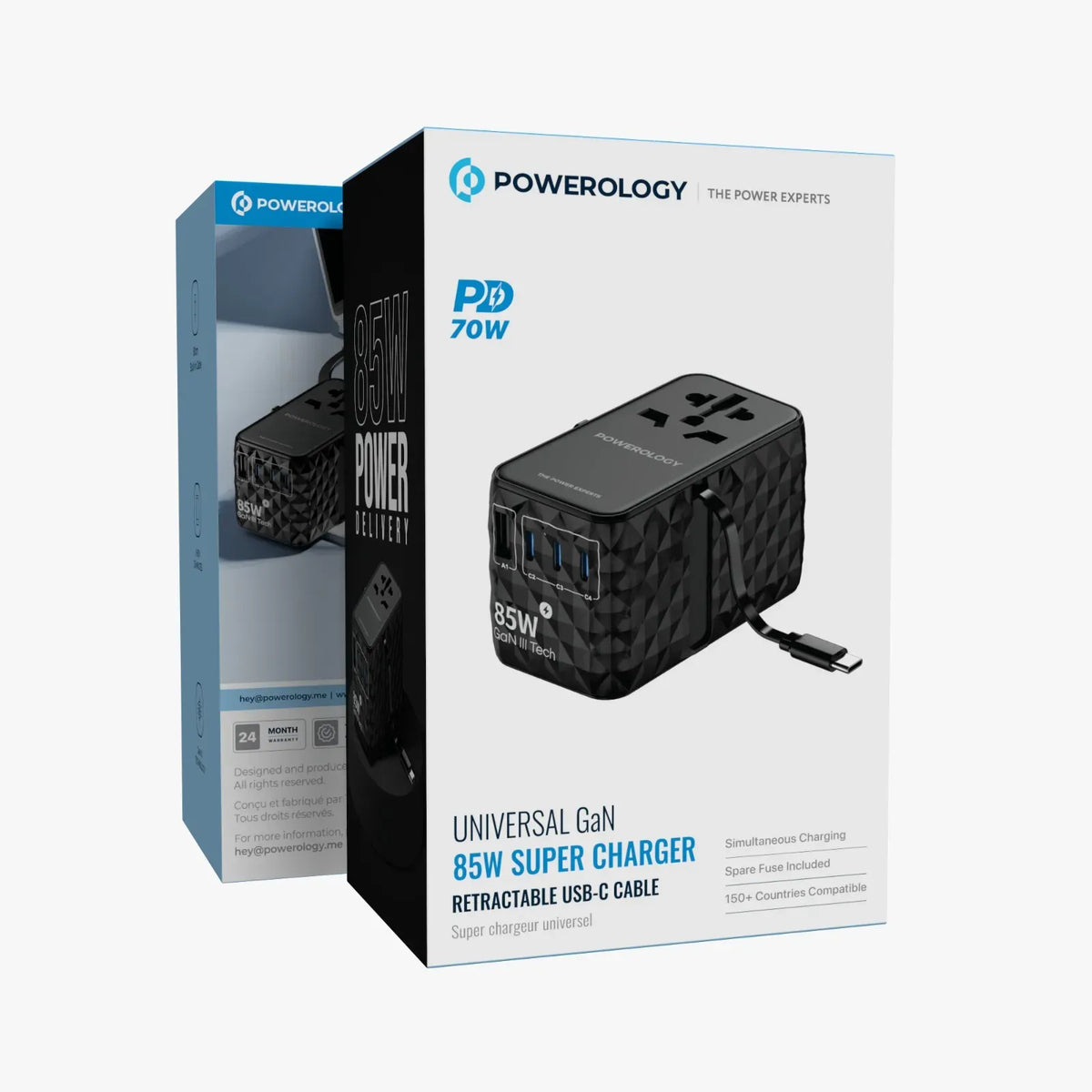 Powerology Universal Ga N 85 W Super Charger Retractable Type-C Cable - Black – image 13