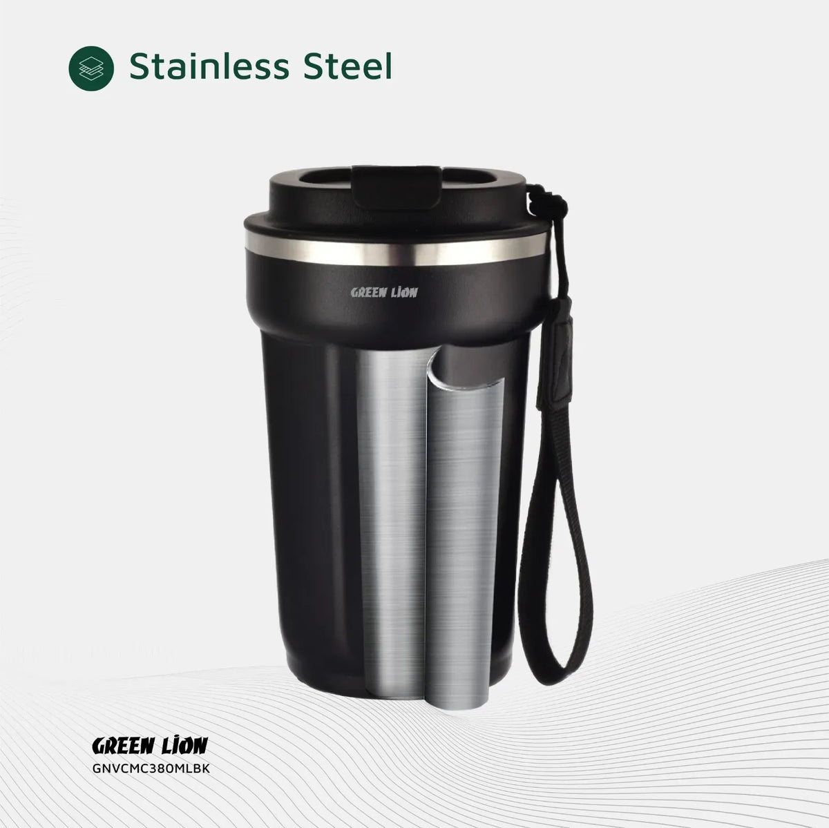 Green Lion Vacuum Mug 380 ml - Black – image 9