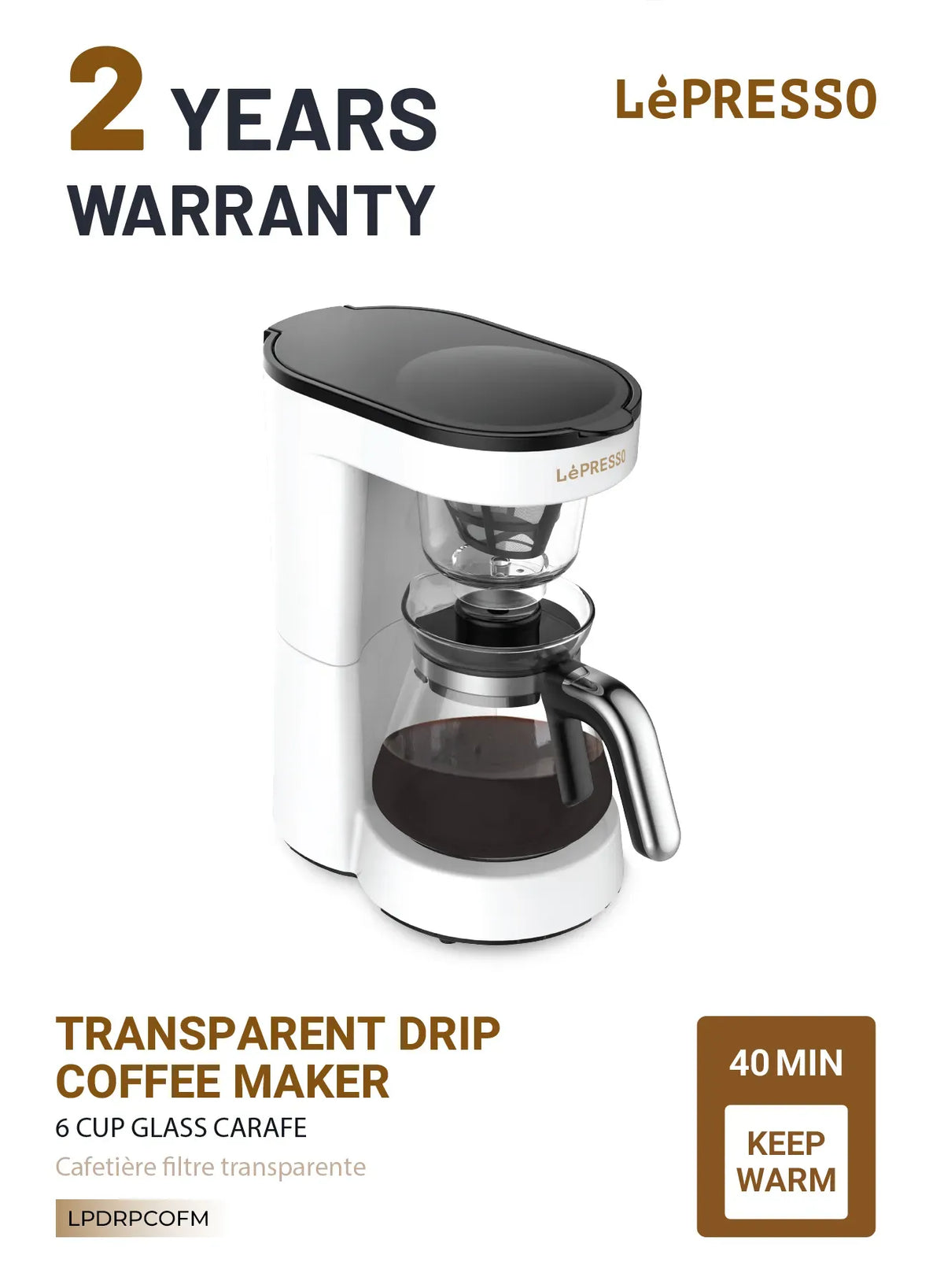 LePresso Drip Coffee Machine Bs Plug 0 75l White – image 7