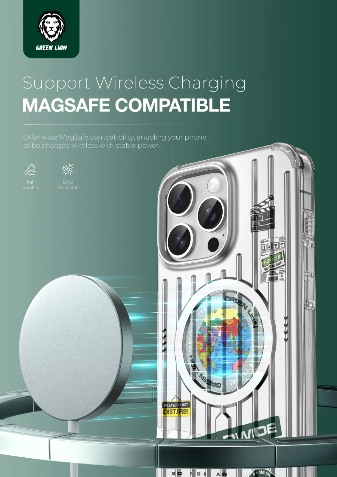 Green Lion Globe MagSafe Case - Silver – image 2