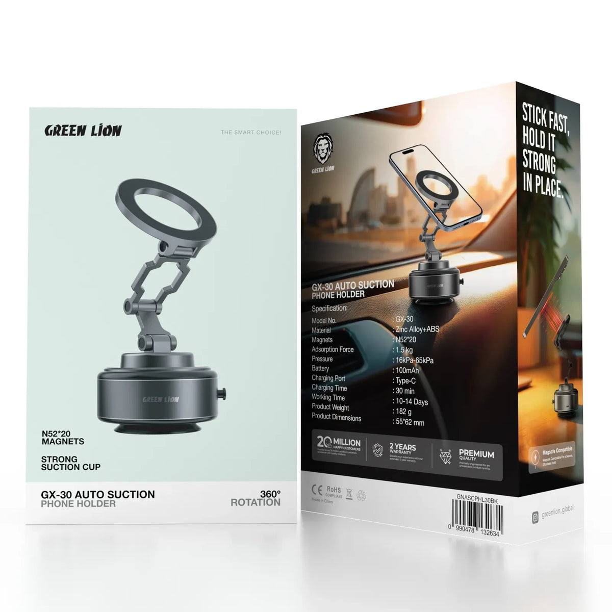 Green Lion Gx 30 Auto Suction Phone Holder Matte Black – image 5