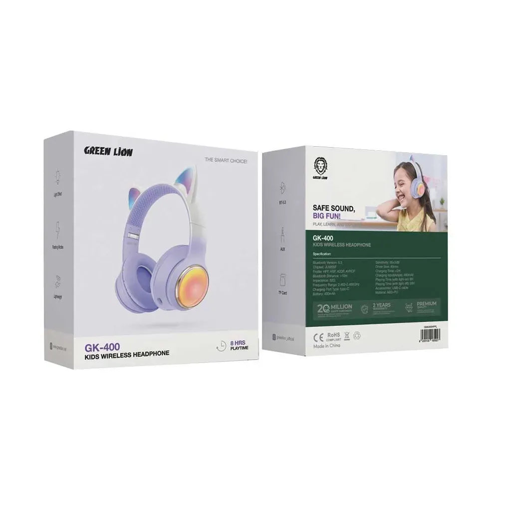 Green Lion GL-400 Kids Wireless Head Phone - Purple – image 2
