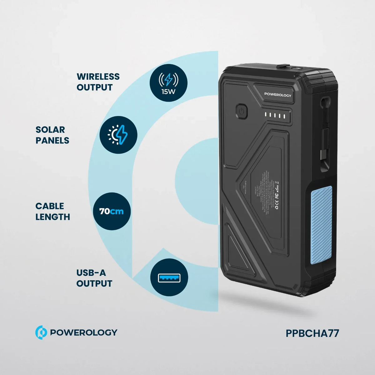 Powerology 27000mAh Solar Wireless Charging Power Bank Black – image 15