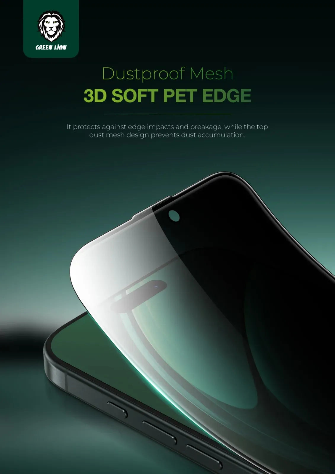 Green Lion 3 DSilicone Plus Screen Protector - Black Edge/Privacy – image 2