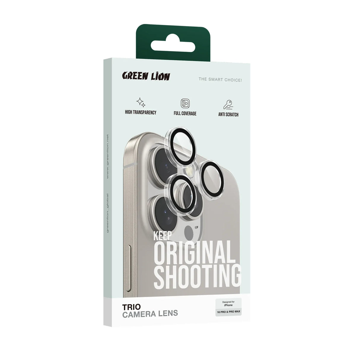 Green Lion Trio Camera Lens for Iphone 16 Pro Pro Max Clear – image 4