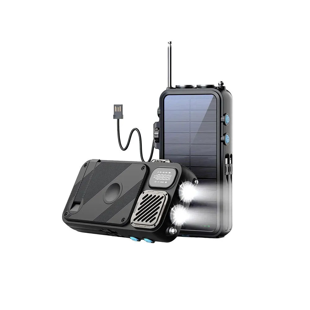 Powerology 16000mAh Solar Power Bank with Fm Radio Speaker and Lights Black – image 2