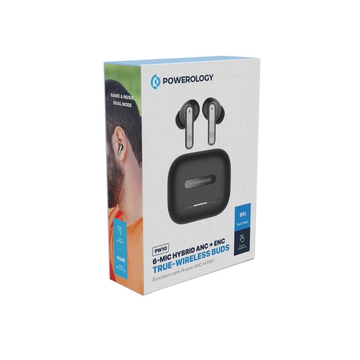 Powerology 6 Mic Hybrid ANC + ENCTrue Wireless Buds - Black – image 7