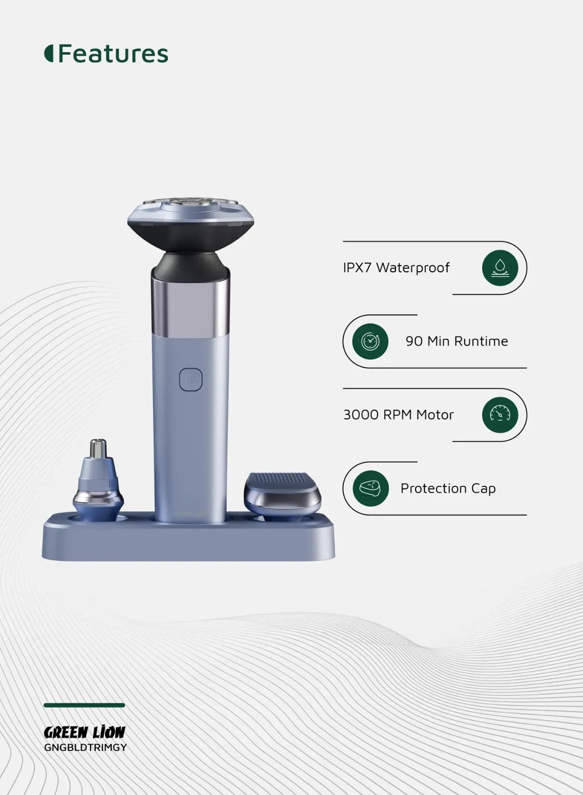 Green Lion G Blade Hair Nose Trimmer Shaver Gray – image 8