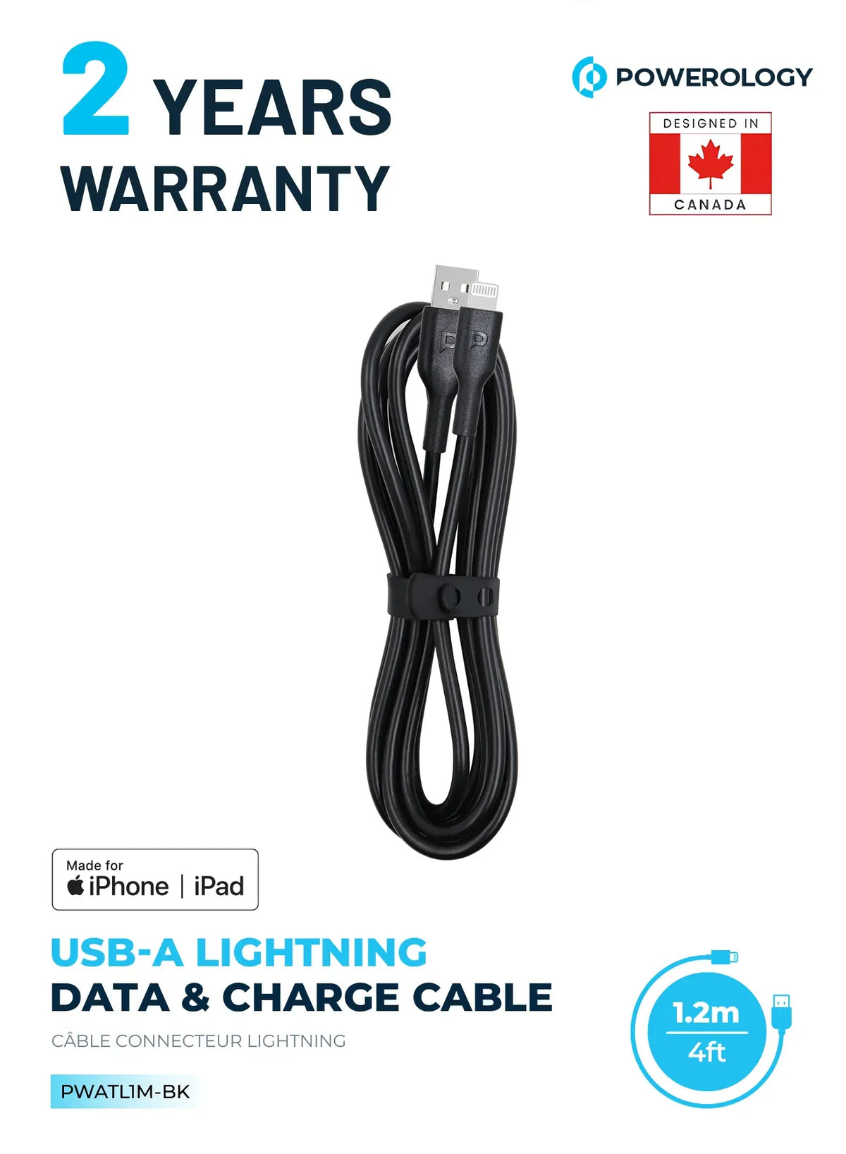 Powerology TPEUSB-A To Lightning Data Sync And Charge 1.2 m - Black – image 3