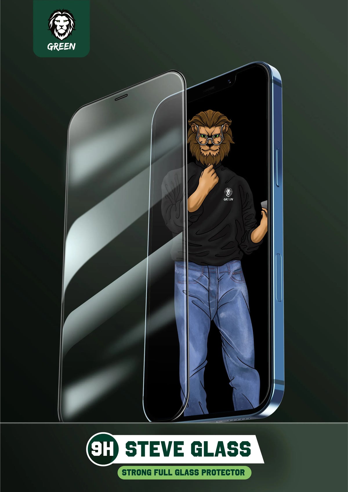 Green Lion 9 HSteve HD Screen Protector - Black Edge/Clear – image 3