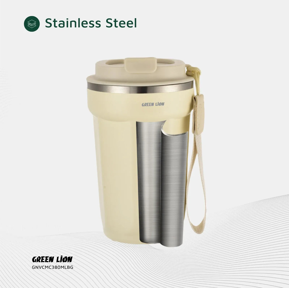 Green Lion Vacuum Mug 380 ml - Beige – image 6